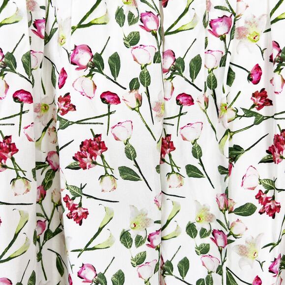 Club Monaco 100% silk midi dress floral rose pattern white pink Size 6 - Picture 7 of 10